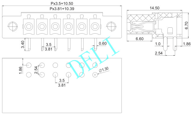 DL2EDGAM-XX- 3.5/3.81 Wire To Board Connector , Pluggable Terminal Block 2P-24P