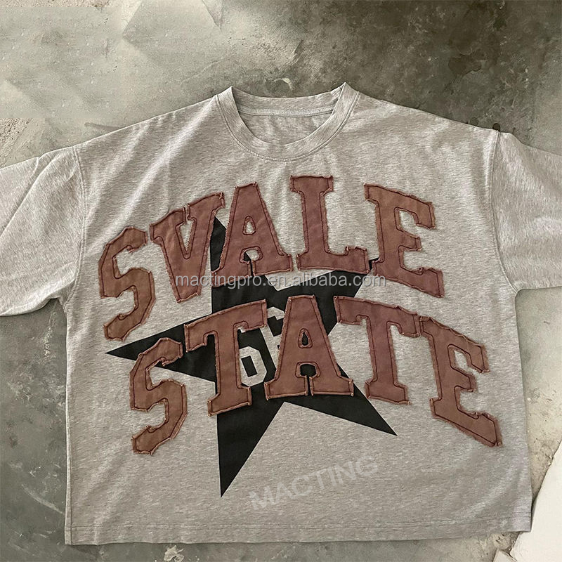 Men's Custom Graphic T-shirts DTG Print Vintage Distressed Patch Embroidery Acid Wash