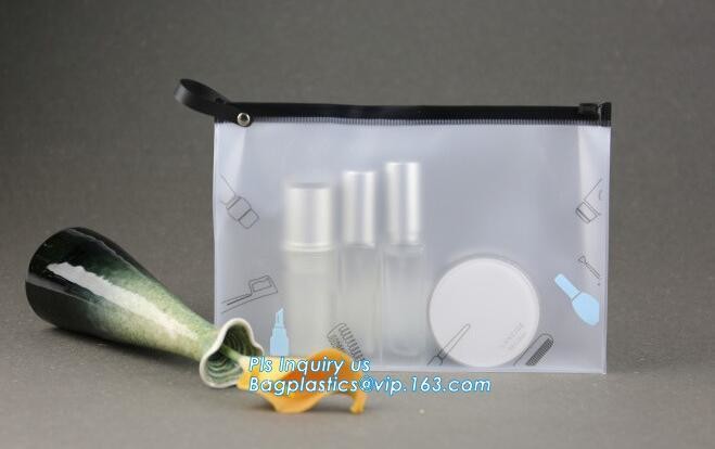 quality slider zipper cosmetic pvc bags, mini plastic zipper cosmetic slider zip bags with print, Pouch Slider plastic Z