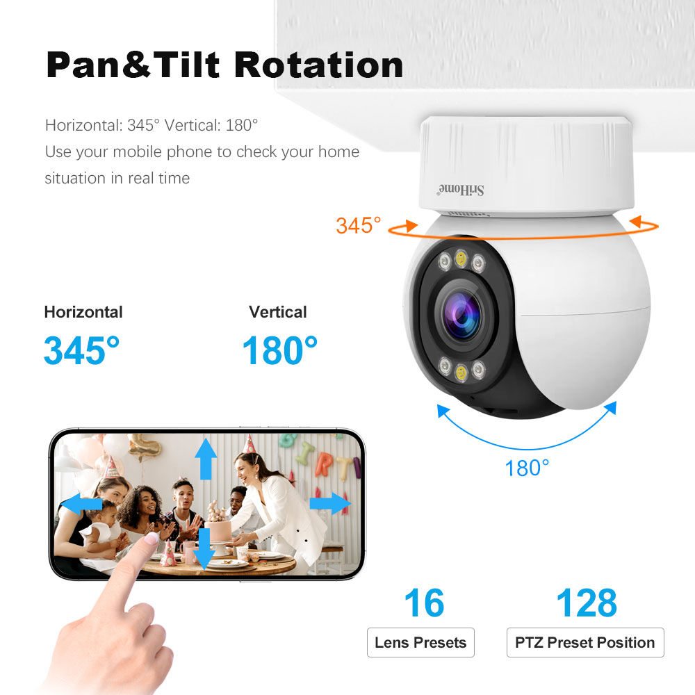 Hot selling Wifi PTZ Camera 360 Degree Panoramic 4MP 5X Wireless Infrared Smart Home Security