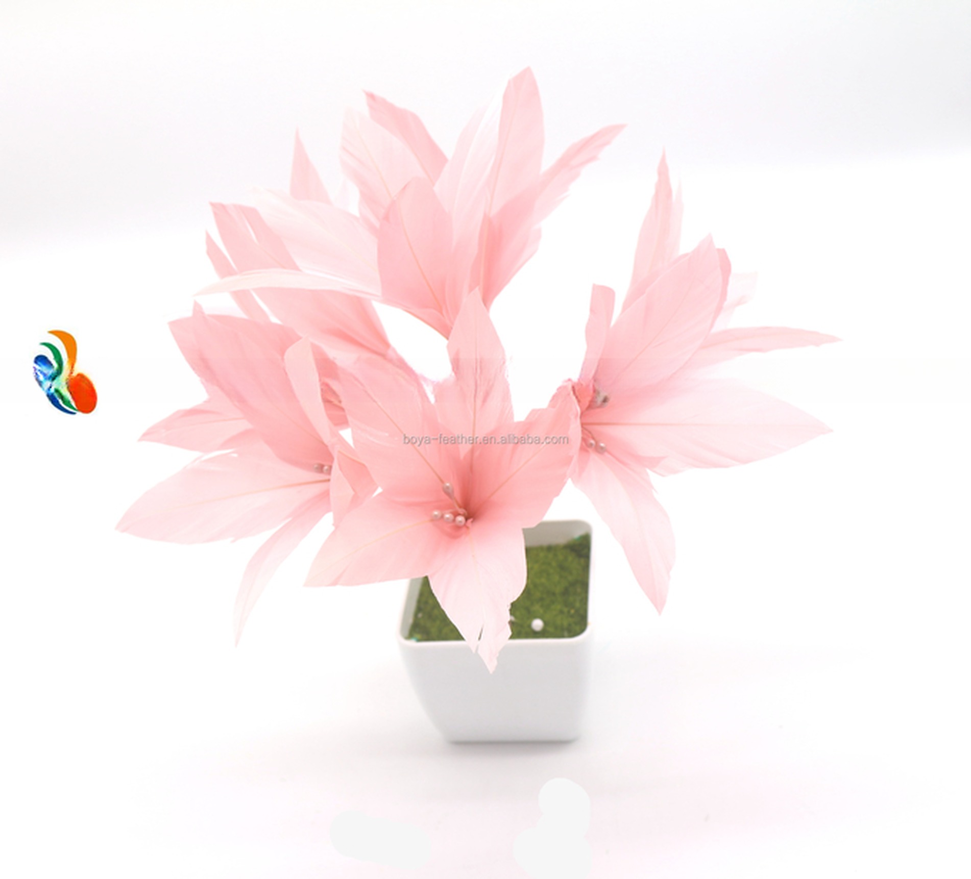 Graduation Goose Feather Flower Mount with Wire Accessory Attachment