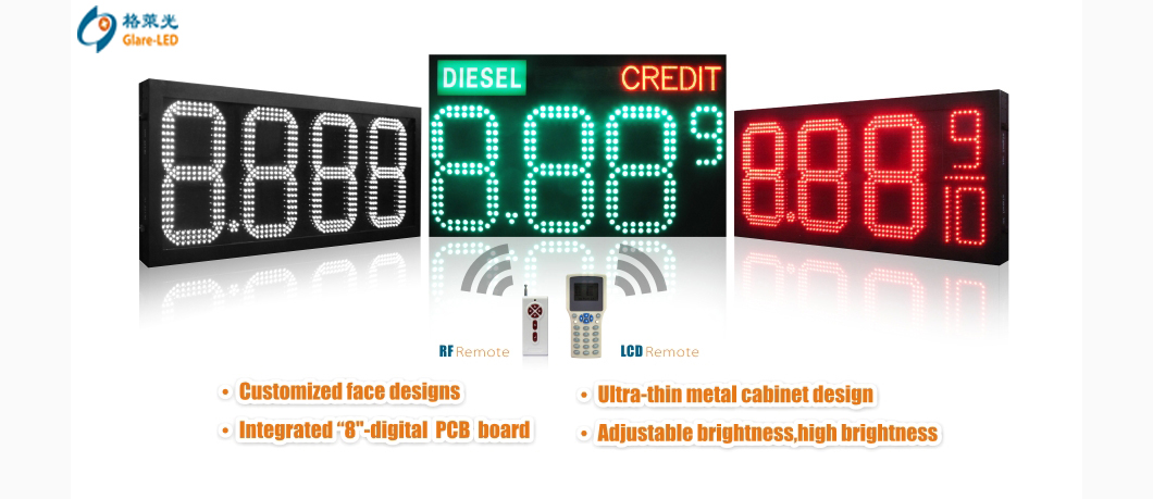 8.88 10 Inch 12 Inch 16 Inch Digital Petrol Station Sign Board Automatic Brightness