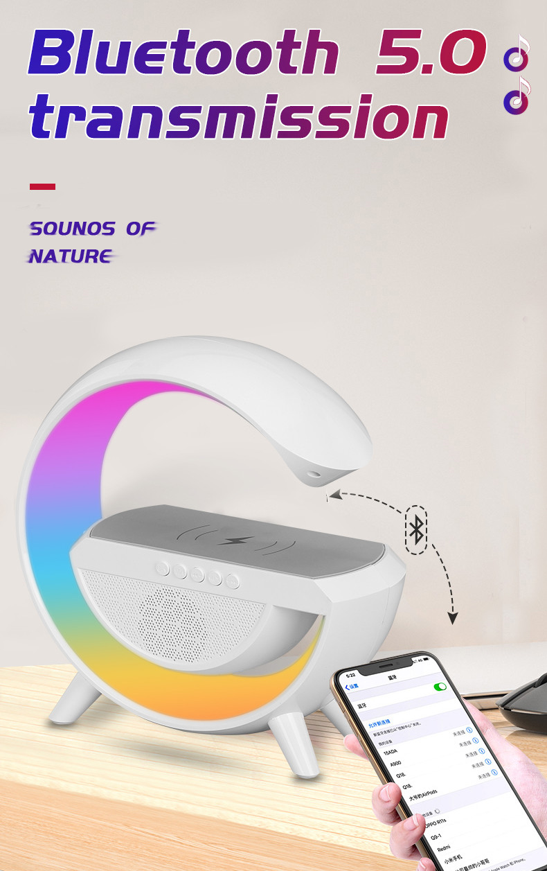 10W Smartphone Wireless Fast Charger Wireless Bluetooth Speaker With RGB Light Lamp