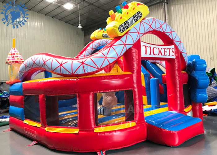 Adult Inflatable Playground Bounce House Combo Funcity Bounce Round Jumping House Obstacle Course Moonwalk Bounce House