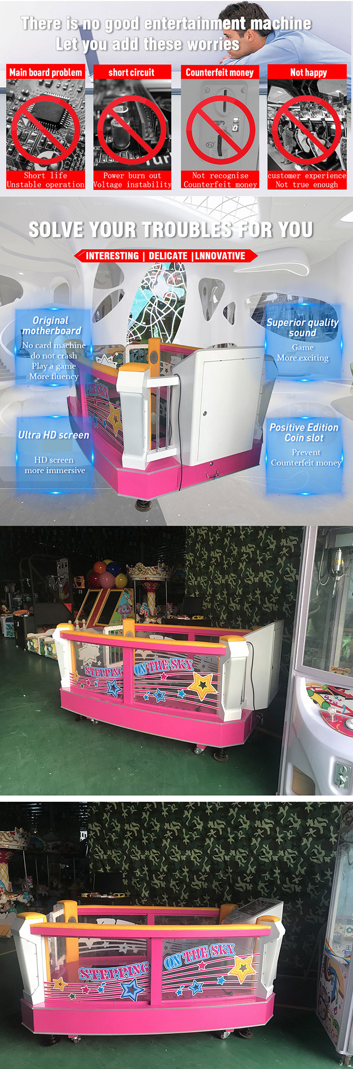Amusement Game Machines Coin Operated Arcade Foot Touch Screen With Lottery Ticket Print