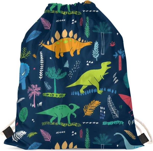 Cartoon Dinosaur Boys School Bag Lightweight Portable Dinosaur Gym Drawstring