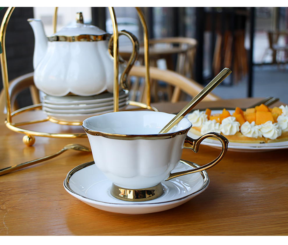 Sustainable Luxury Gold Rim Porcelain Espresso Cappuccino Turkish Coffee Tea Cup Set