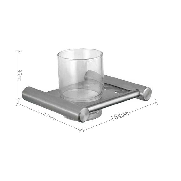 Household Bathroom Tumbler Holders Metal Chrome Wall Mounted Toothbrush Holder