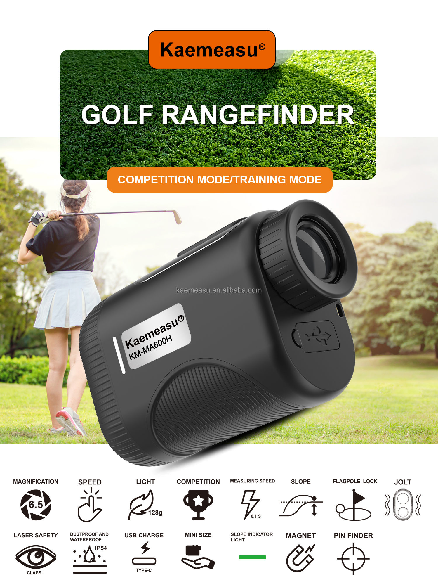 Durable Construction 800m High Accuracy OEM Golf Rangefinder with Slope Magnetic Function and Sport Laser Technology