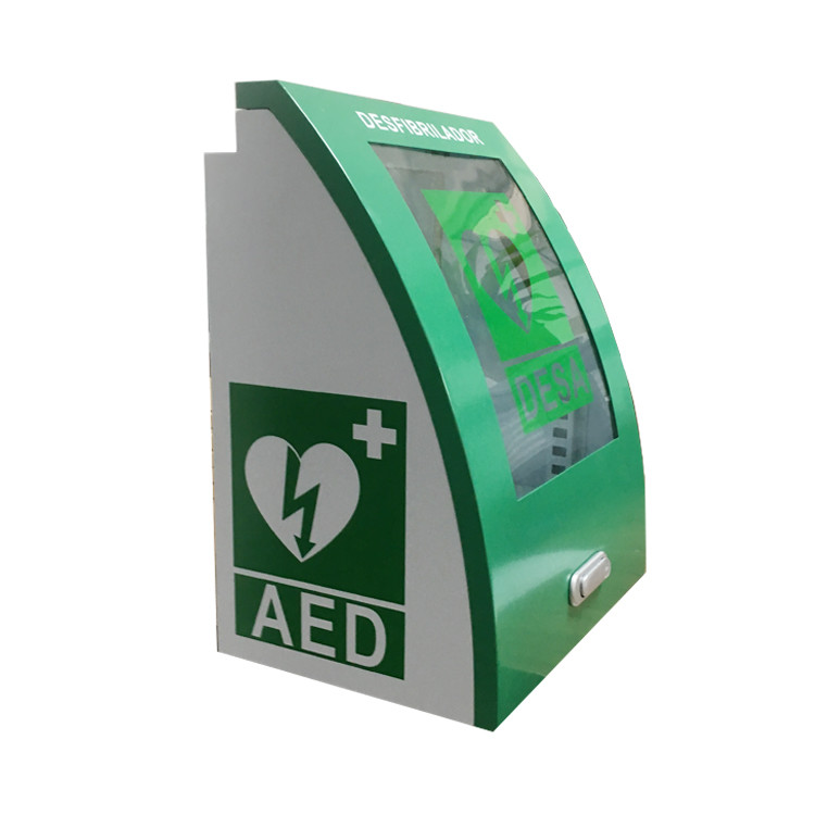 CE Approved Curvy AED Wall Defibrillator Cabinet With LED Strip Ilumination