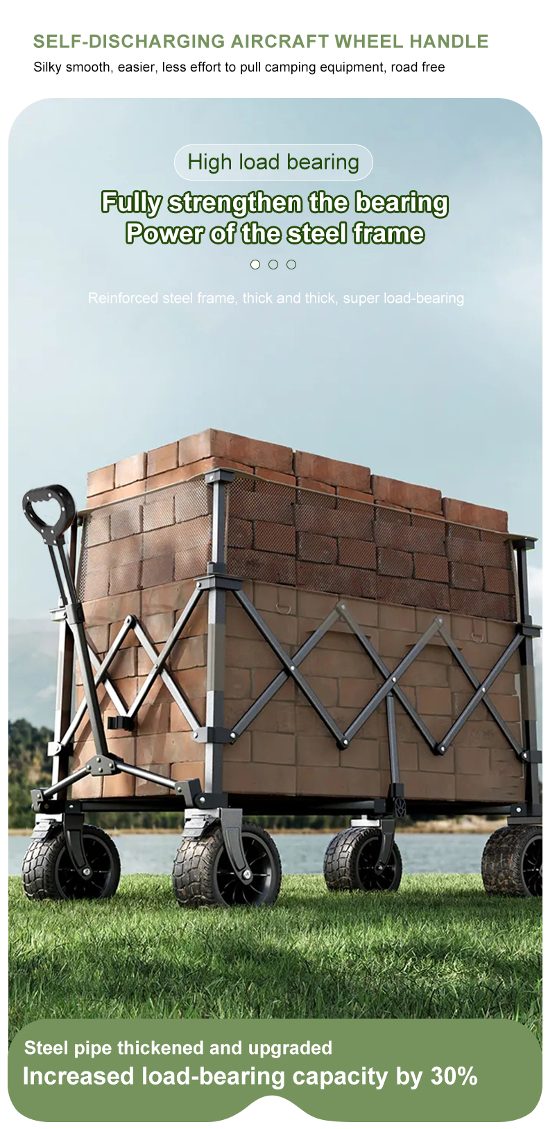 Qingdao Port Loading Outdoor Wagon for Beach Sports and Picnics Collapsible Design