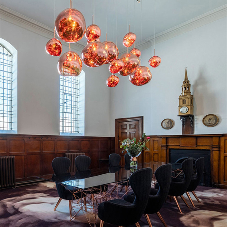 Red glass globe pendant light for kitchen Bedroom Dining room Lighting Fixtures (WH-GP-21)