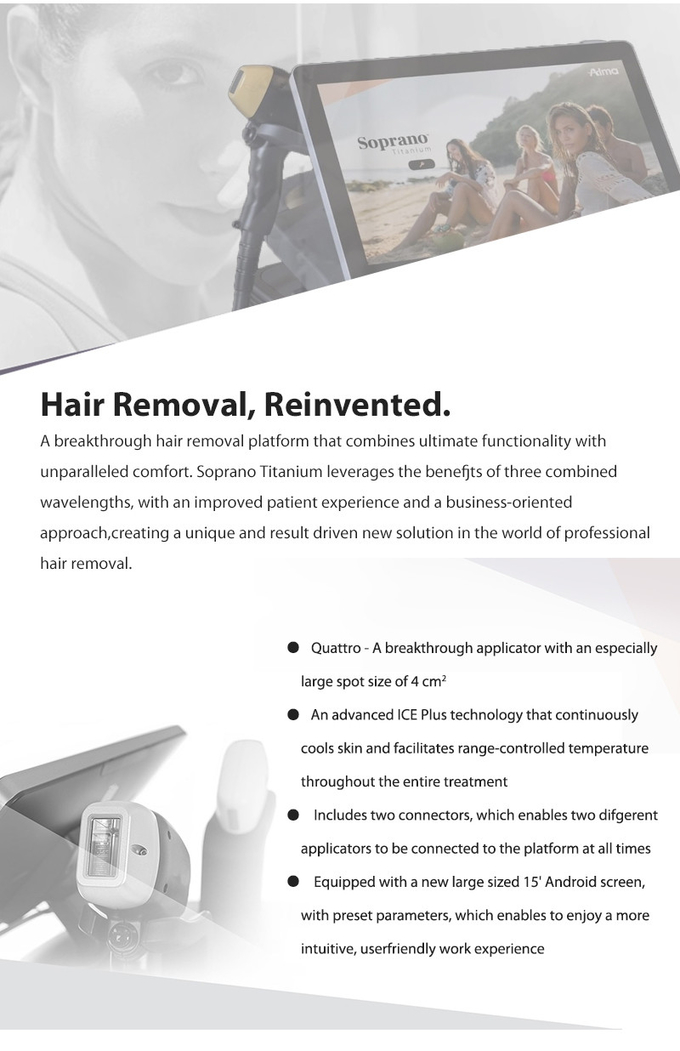 1200w Mixed Wavelength Laser Hair Removal System With Micro Channel Technology And Cooling