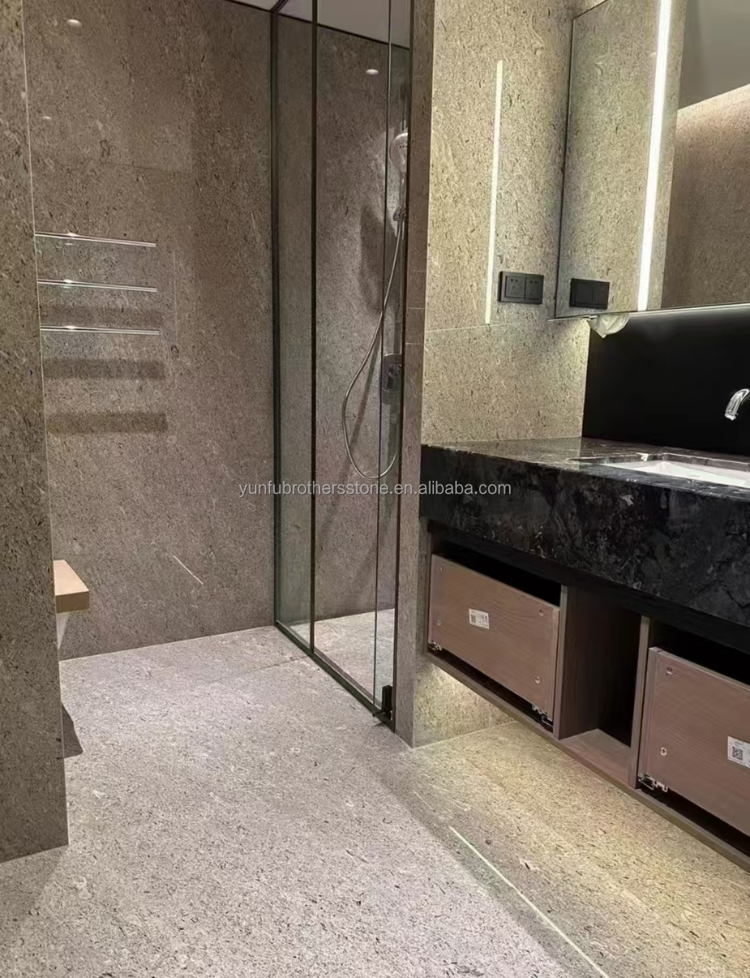 Italian Kwong Grey Marble Modern Slab Hotel Bathroom Wall Panels Polished Floor Tile