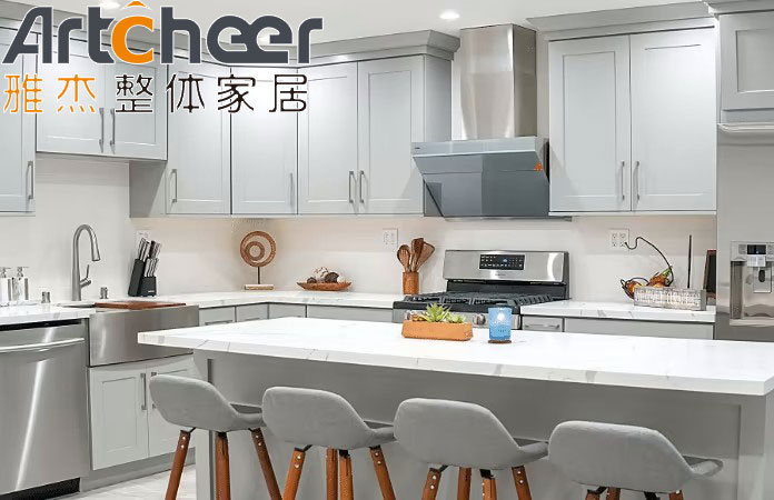 American Style Ready to Assemble White Shaker Style Modular Kitchen Cabinet Solid Wood