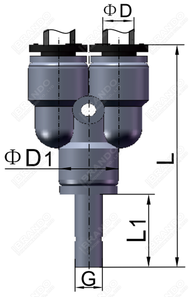 PYJ Series Plug-In Y Type Plastic Pneumatic Hose Fittings 3 Way