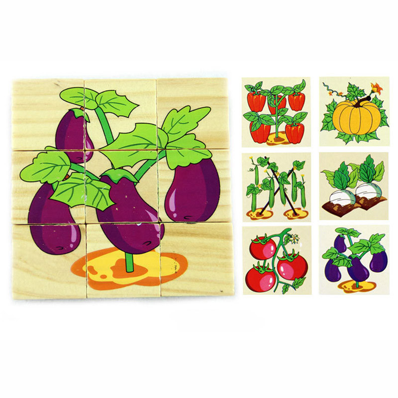 3.5cm Fruit Wooden Blocks Toys Animal Puzzle Blocks For Kids