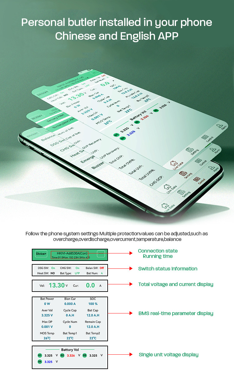 4S 12V BMS With Balancing Smart BMS Lifepo4 For Lithium Ion Battery Pack