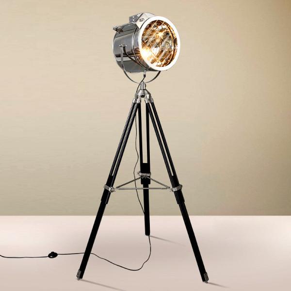 Nordic American Retro Tripod Floor Lamp Silver Golden Wooden Industrial vintage
