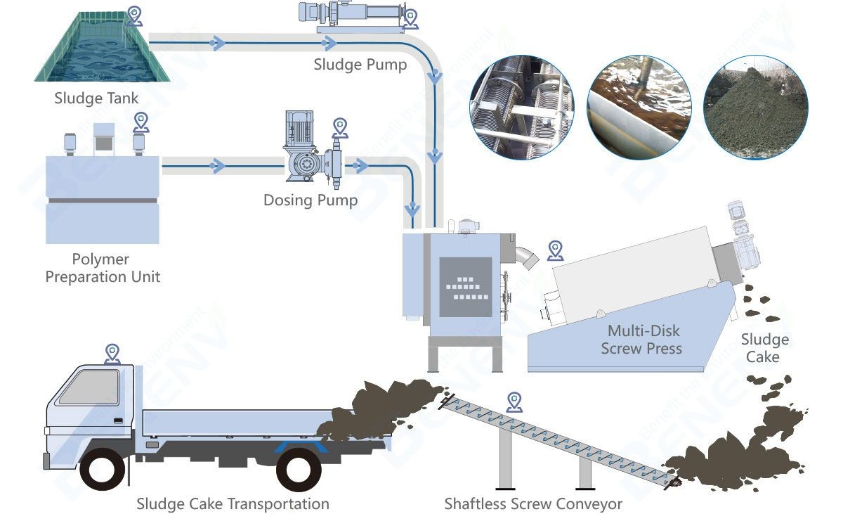 Screw Press Sludge Dewatering MDS Enhance Phosphonus Removal Effect Sludge Dewatering System
