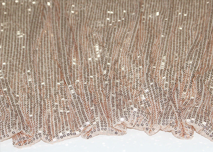 Champagne Gold Flat Shine Sequin Fabric For Formal Dress With High Color Fastness