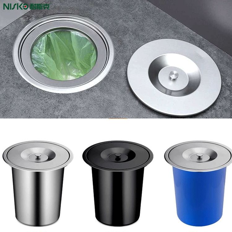 Built-In Mini Dustbin Recyclable Kitchen Countertop Waste Bin with Removable Lid