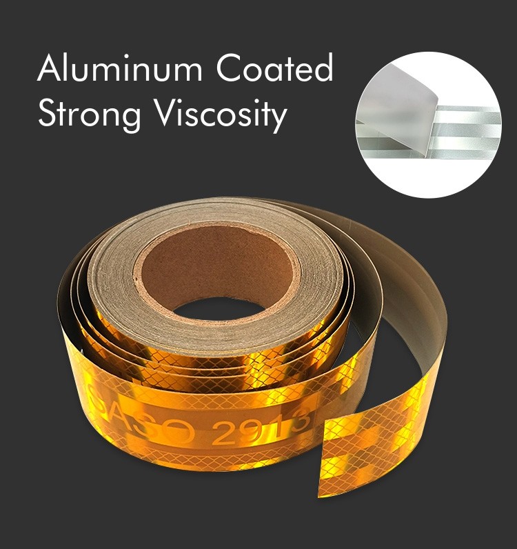 Yellow SASO 2913 Metallized Self Adhesive Prismatic Reflective Tape For Middle East Market