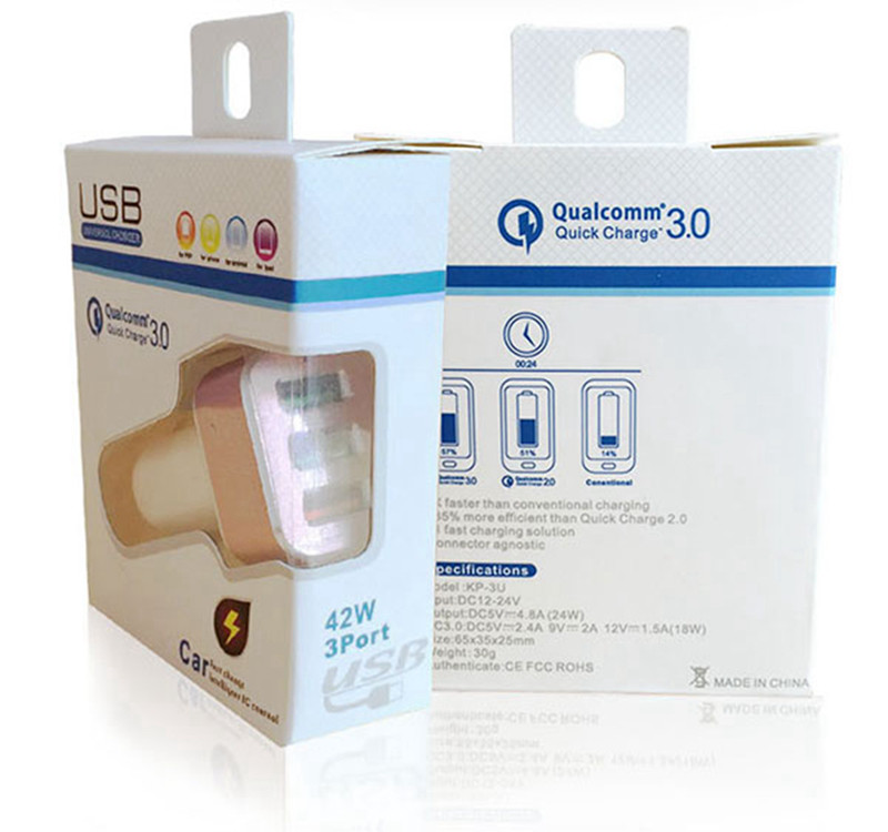 Quick Charge 3.0 42W USB 3 Ports Cell Phone Car Charger