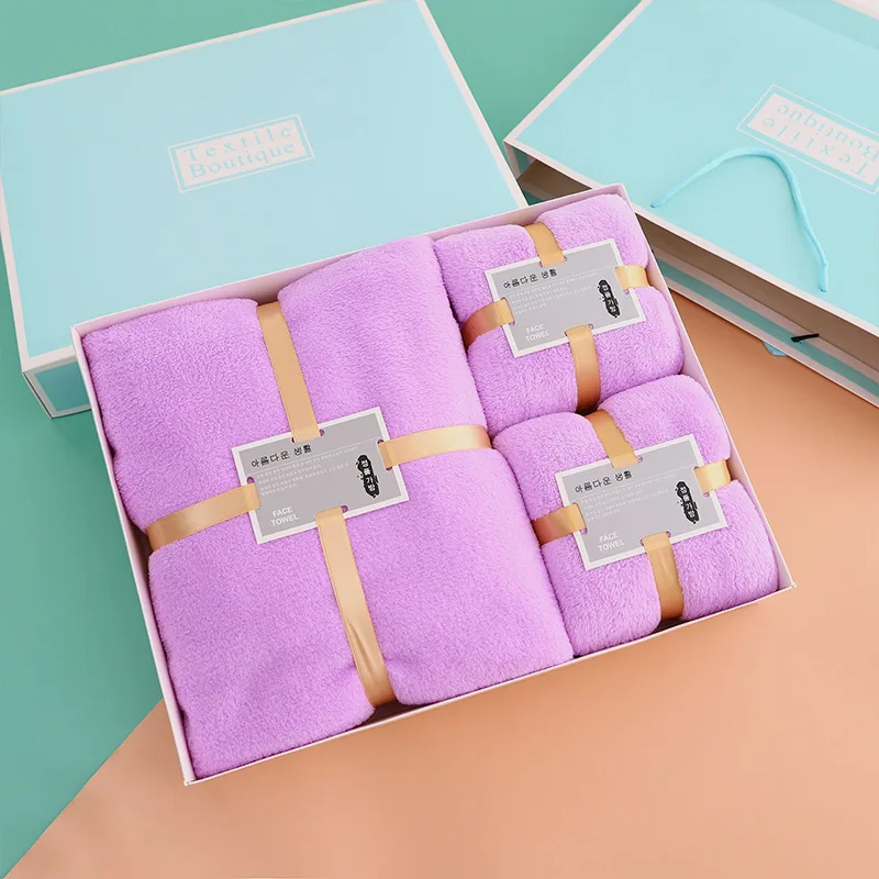 Thick Coral Fleece Soft Absorbent Microfiber Towel Set 1 Set 35*75 70*140 Custom Logo