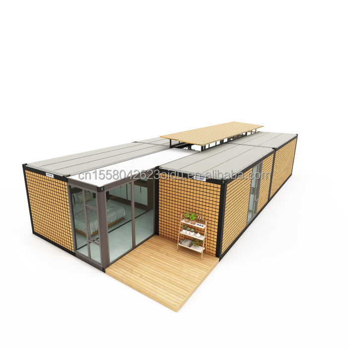 Steel Frame Galvanized Steel Bending 180g 20ft 40ft Prefab Home with Modern Container Design and Wave Sandwich Panel Walls