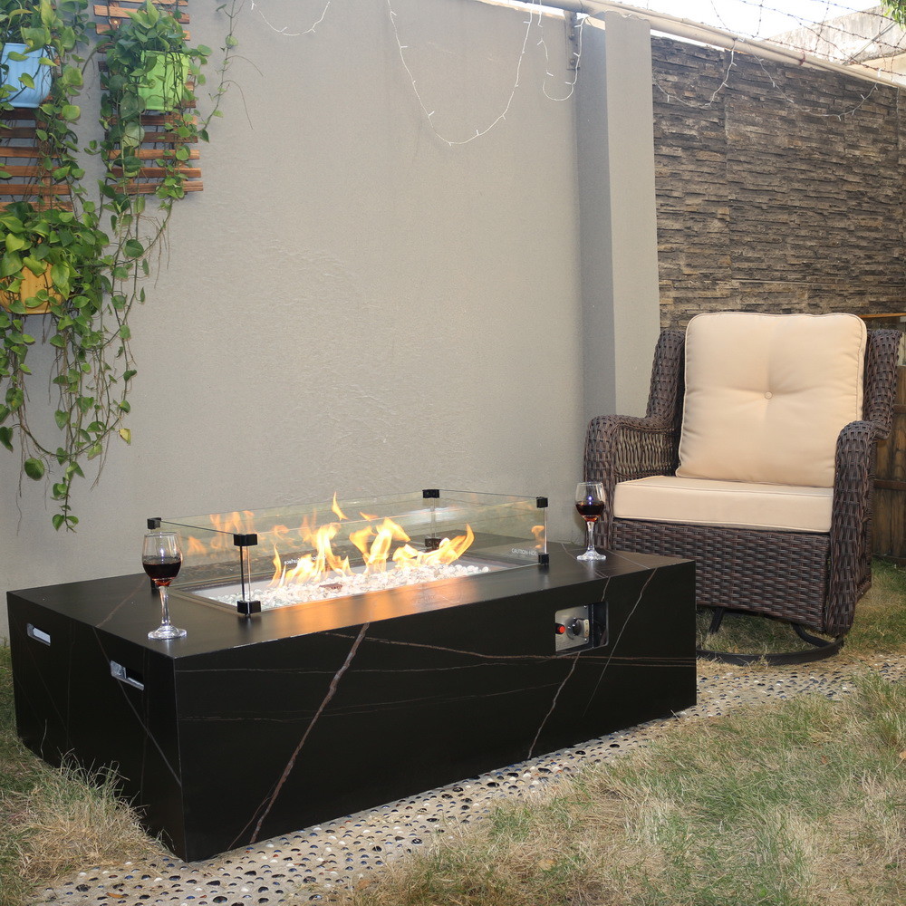 Square Steel Metal Outdoor Propane Gas Firepit For Enjoy Garden Life