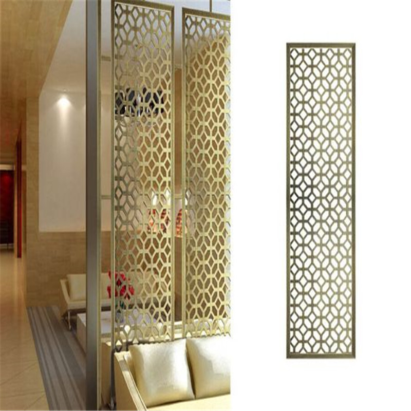 Gold plated stainless steel metal screen laser cut partition for tall room divider