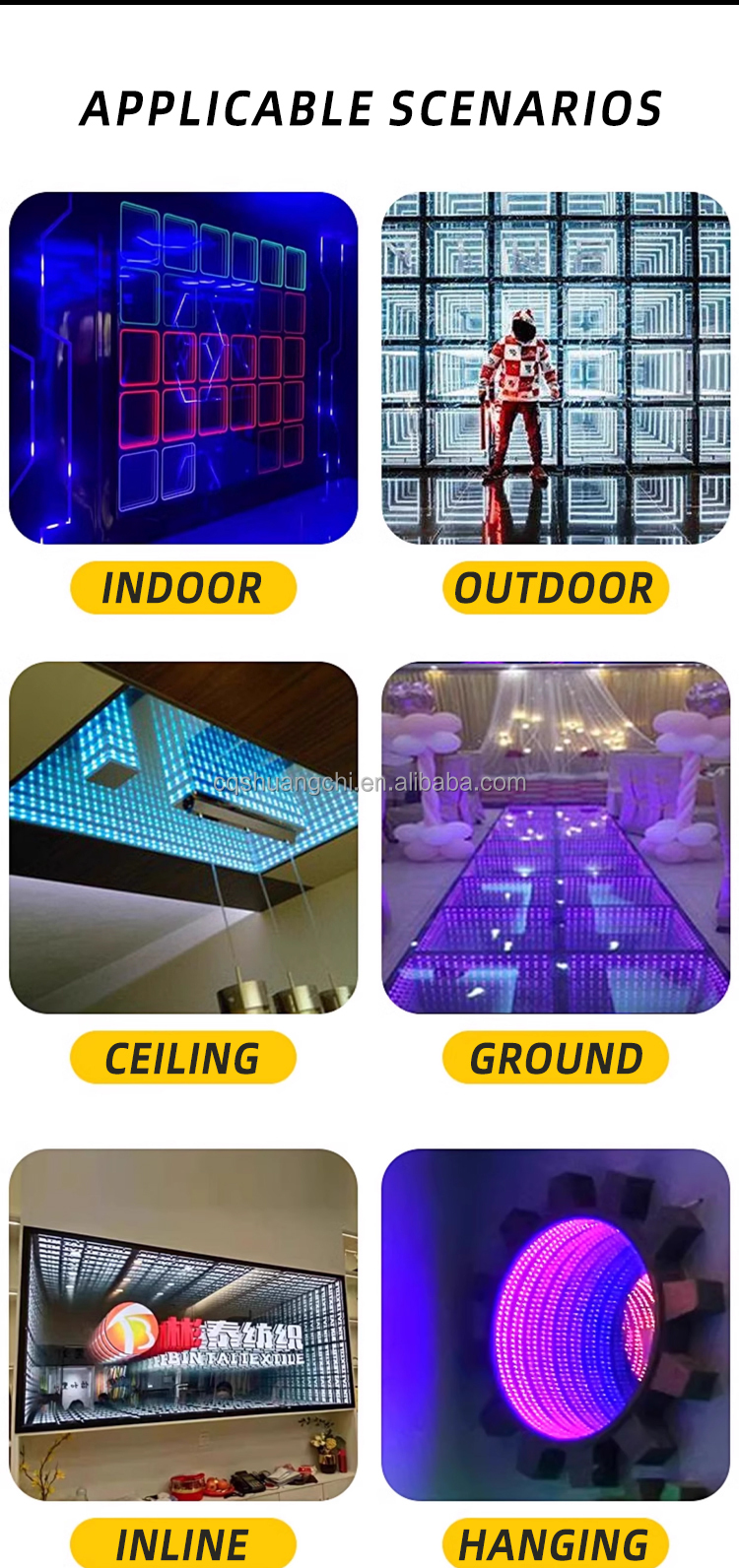 Customized DC 12V Infinity Mirror Magic Mirror with Wall-Mounted Acrylic Letter Sign