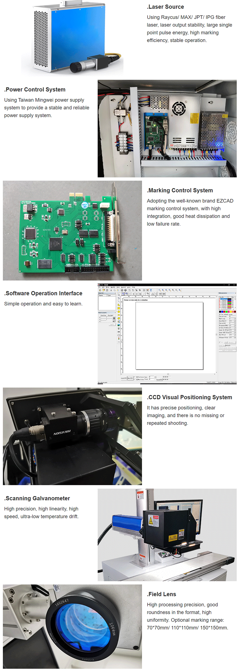 Fst Working Accuracy Hong Meng 20w 30w Ccd Fiber Optic Vision Positioning Laser Marking Machine with Conveyor Belt