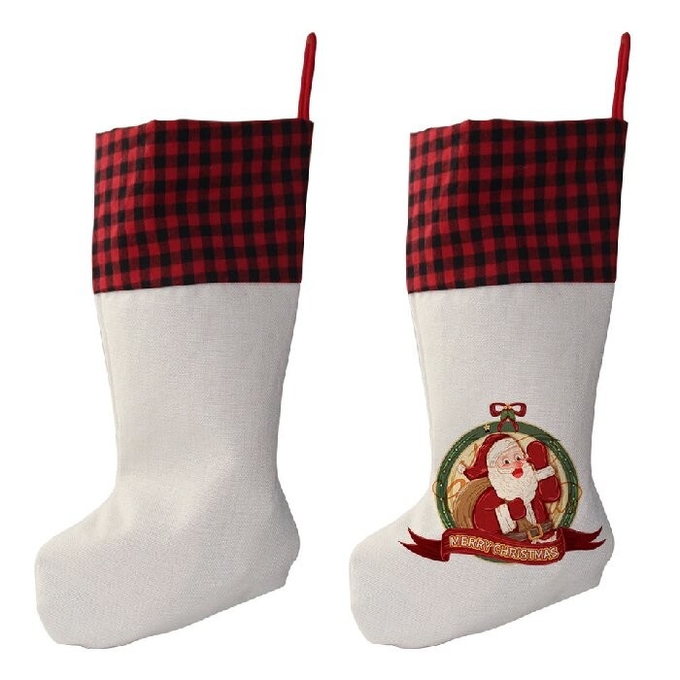 Personalised Sublimation Christmas Ornament Blanks Linen Christmas Stocking Elegant