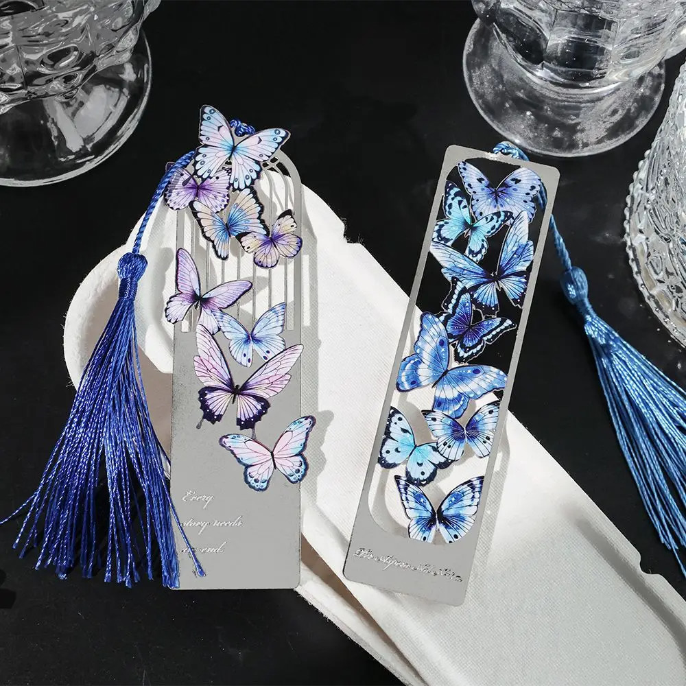 Custom Metal Bookmark butterfly Tassel Hollow Metal Bookmarks
