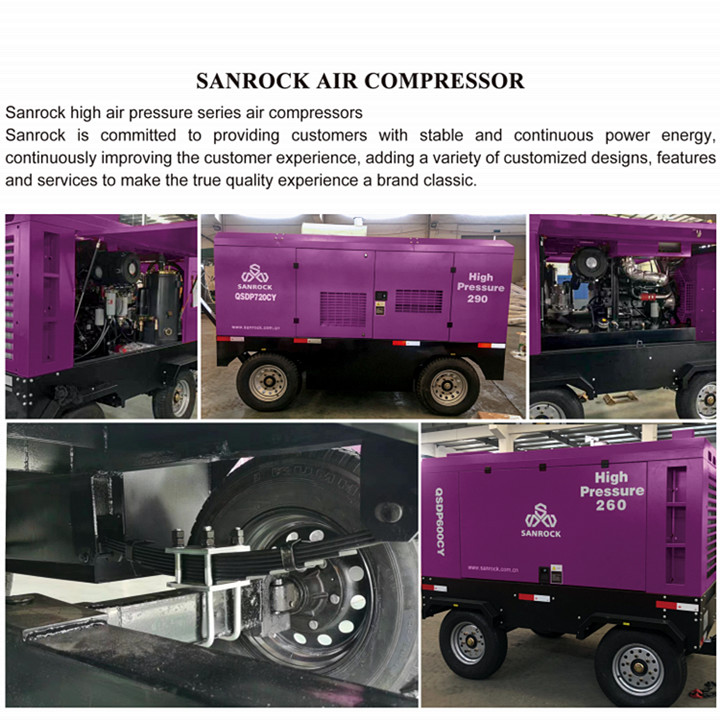 Crawler Screw Air Compressor Machine Mining Diesel Engine Rotary Screw Air Compressor