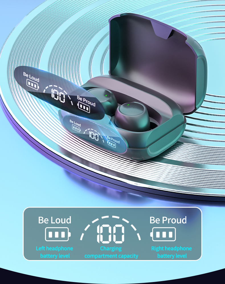Wireless Stereo Headset with Large Capacity Noise Cancelling 30H Playing Time TWS V5.3