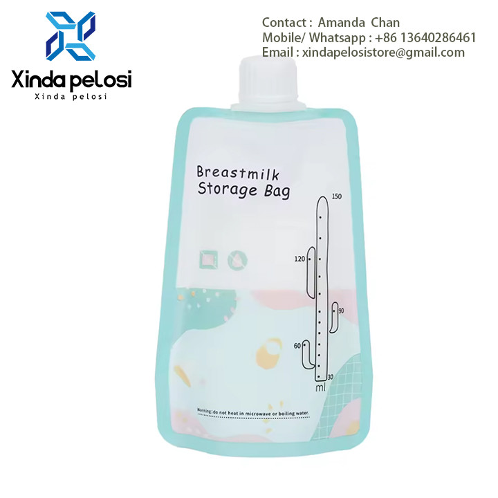 Support Custom Baby Food , Leak-Proof Breast Pump Milk Storage Stand Up Drink Pouch