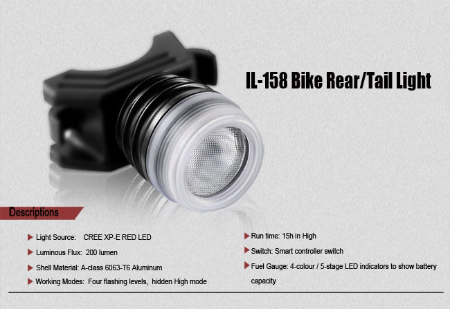 Rechargeable Red Bike LED Backlight Aluminum Waterproof Compact OEM ODM