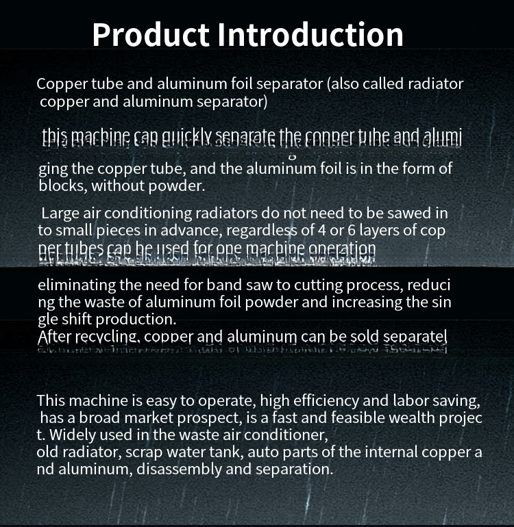 Advanced Automatic Copper Pipe Removal Machine for Radiator Aluminum Copper Separation