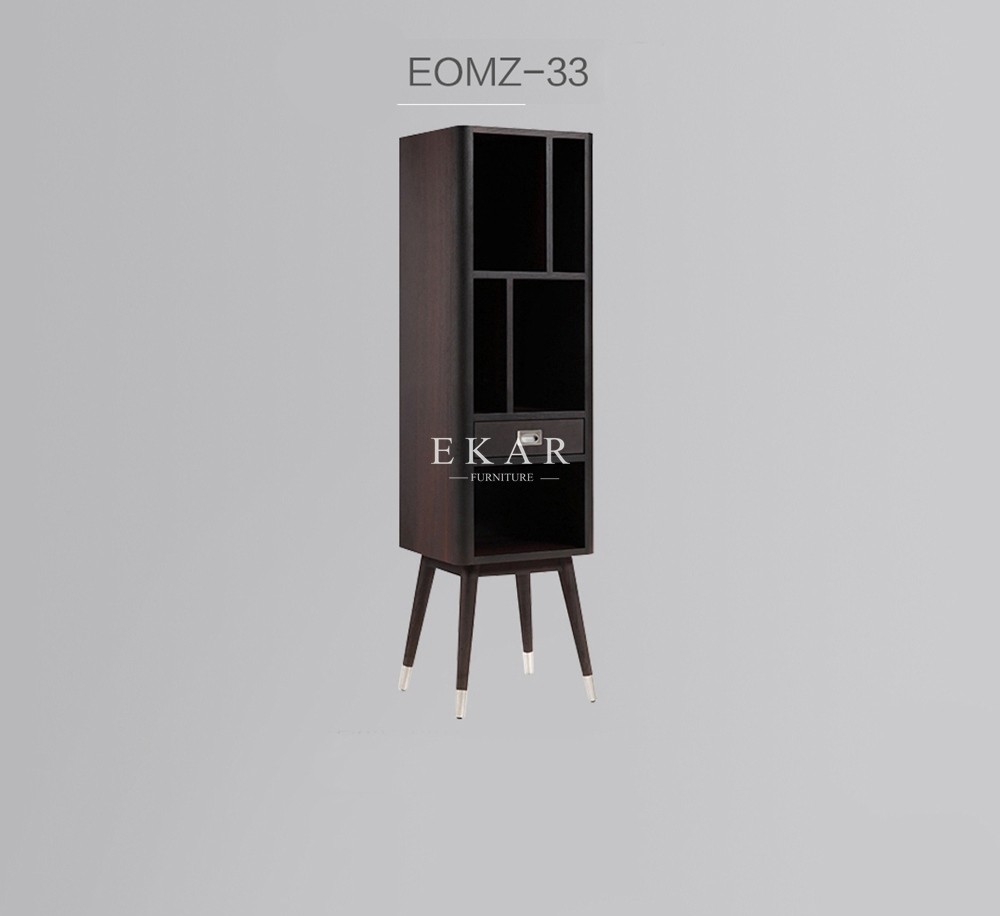 Four Shelf Wood High Bookcase Cabinet For Living Room