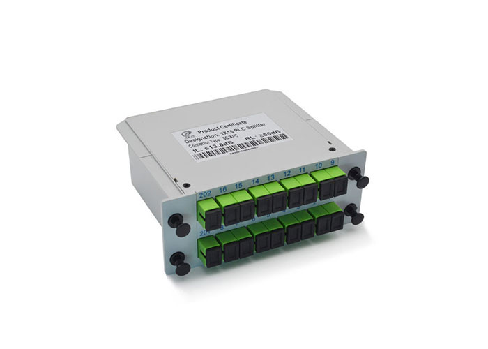Cassette Card Inserting Fiber Optic PLC Splitter 1x16 1X32 Modular design With Low PDL
