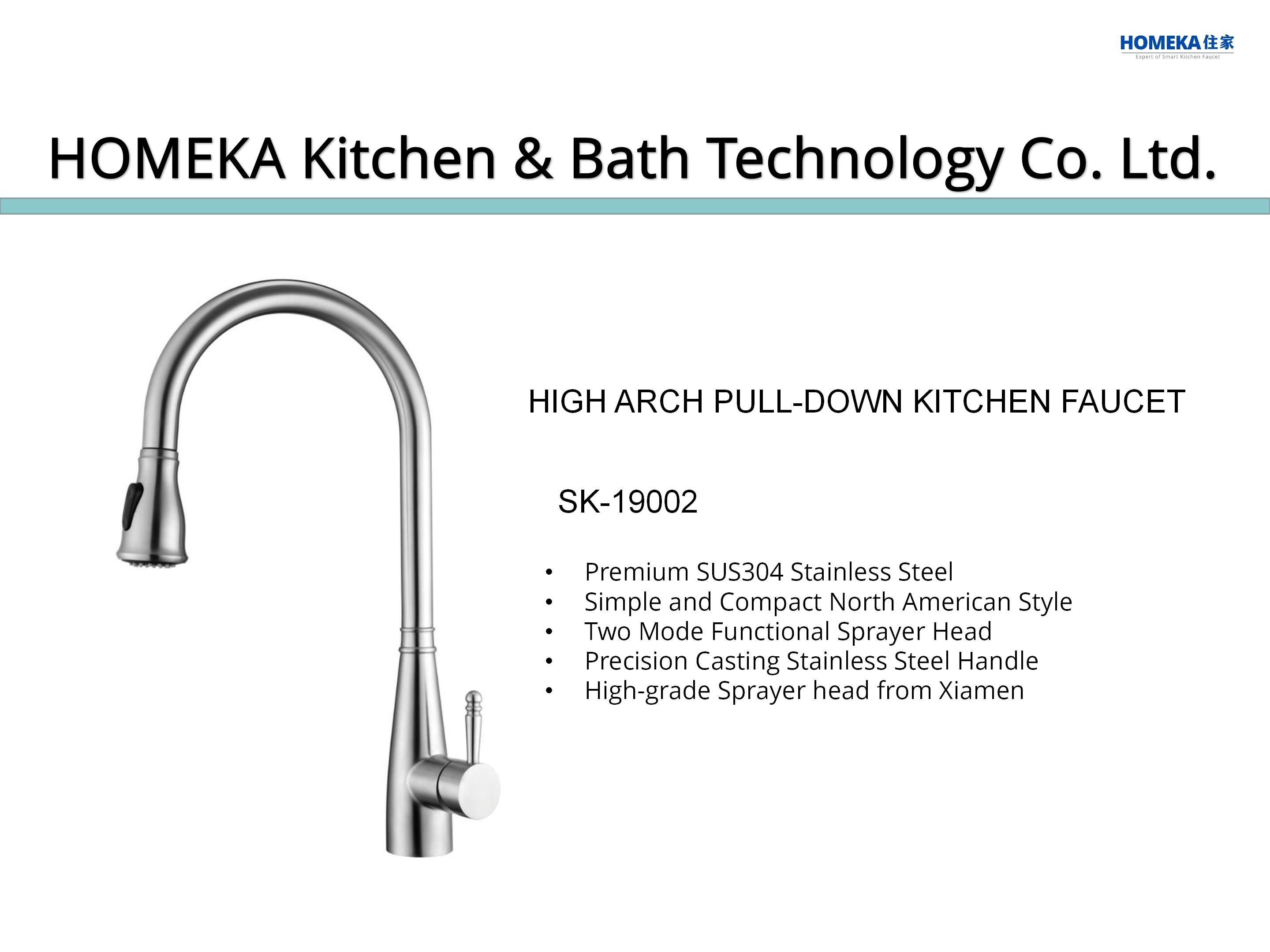 Flexible Spring Coil Single Lever Kitchen Faucet SUS304 Stainless Steel HOMEKA