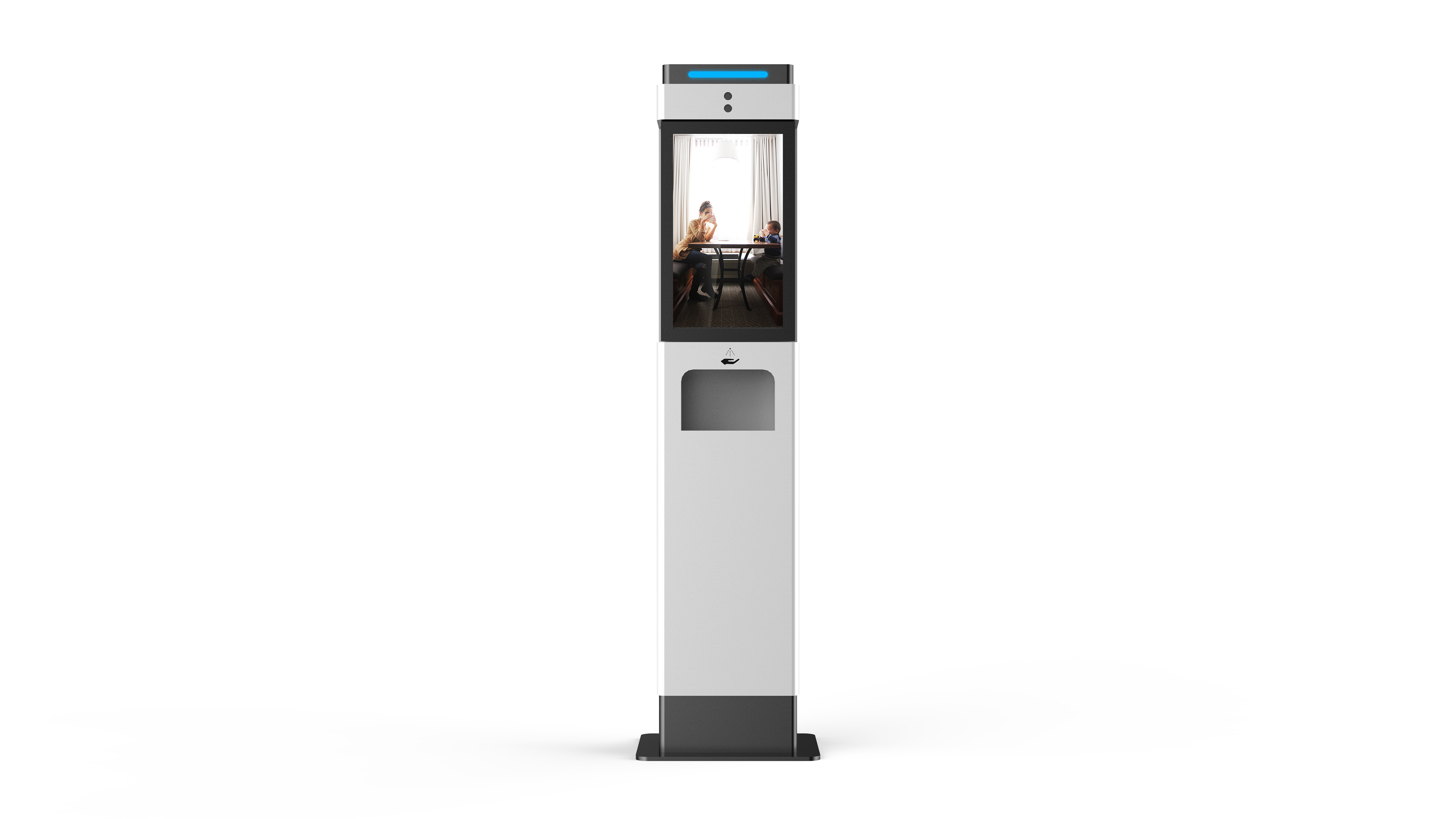 21 Inch Advertising Function Face Recognition Thermometer With 10L Dispenser