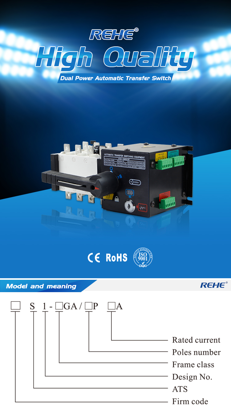 New type AC 100A 400V 4P ATS Dual Power Automatic Transfer Switch For Generator