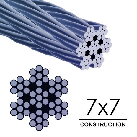 3/16" Steel Wire Rope 1x19 7x7 7x19 For Deck Railing Kits