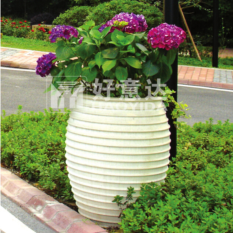Standing D40cm H80cm Fiberglass Garden Pots Outdoor