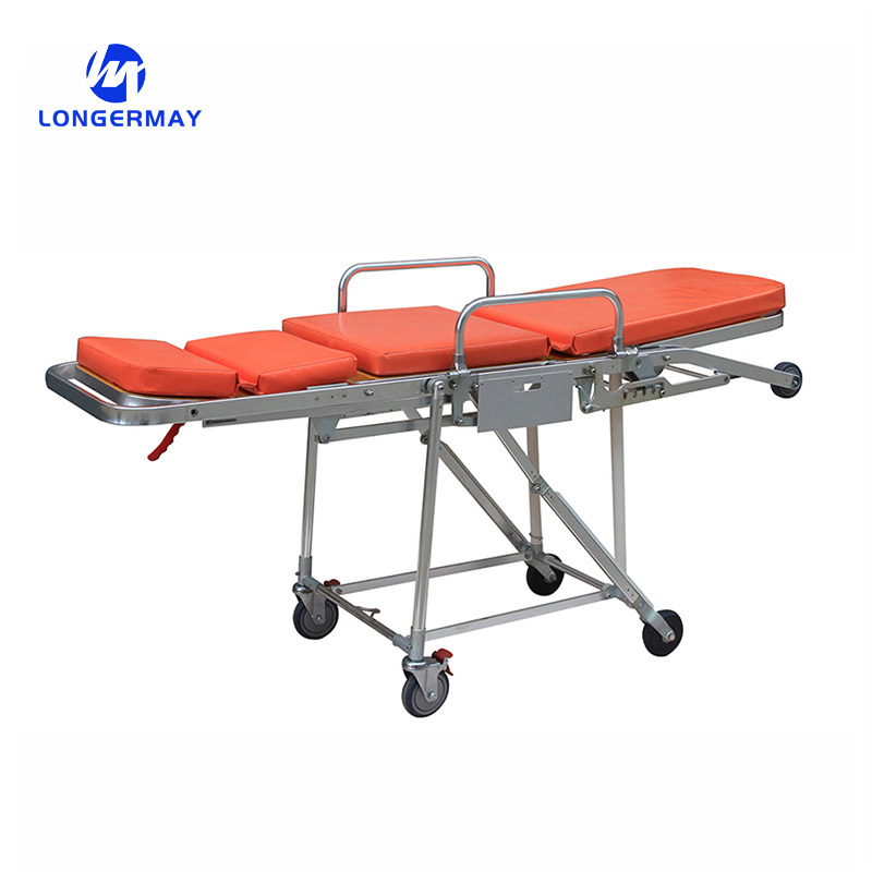 Stainless Steel Medical Chair Adjustable Manual Hospital Patient Transport Emergency Ambulance Stretcher Trolley