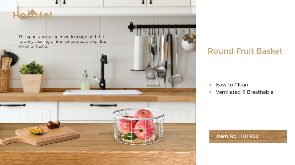 Modern Design Kitchen Organizer Iron Wire Basket For Storing Sundries Countertop
